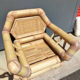 Paire de fauteuils en bambou