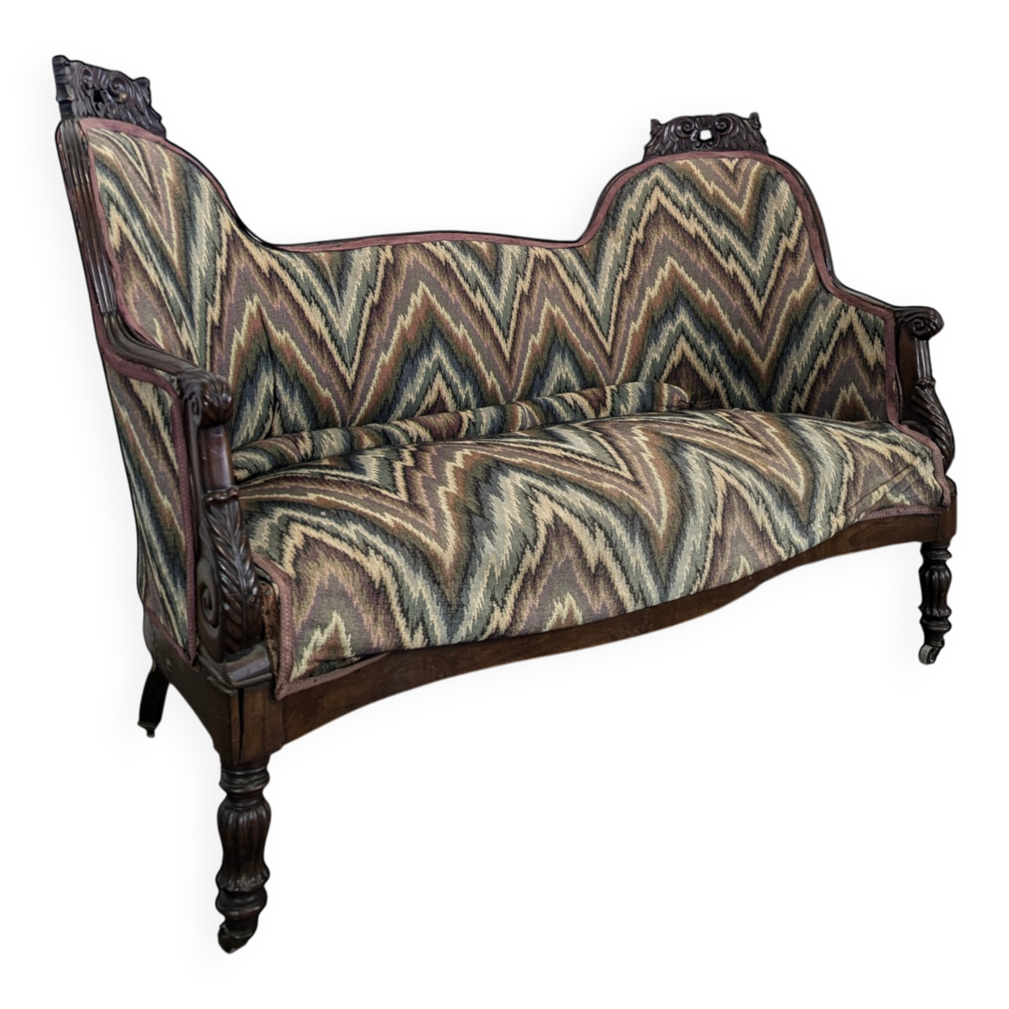 Mahogany banquette sofa in Louis Philippe style.