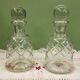 Baccarat beautiful pair of cut crystal carafes with crossed bevels | decanter