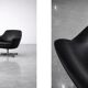 Vintage Mid-Century Scandinavian Modern Black Swivel Chairs, Set of 2