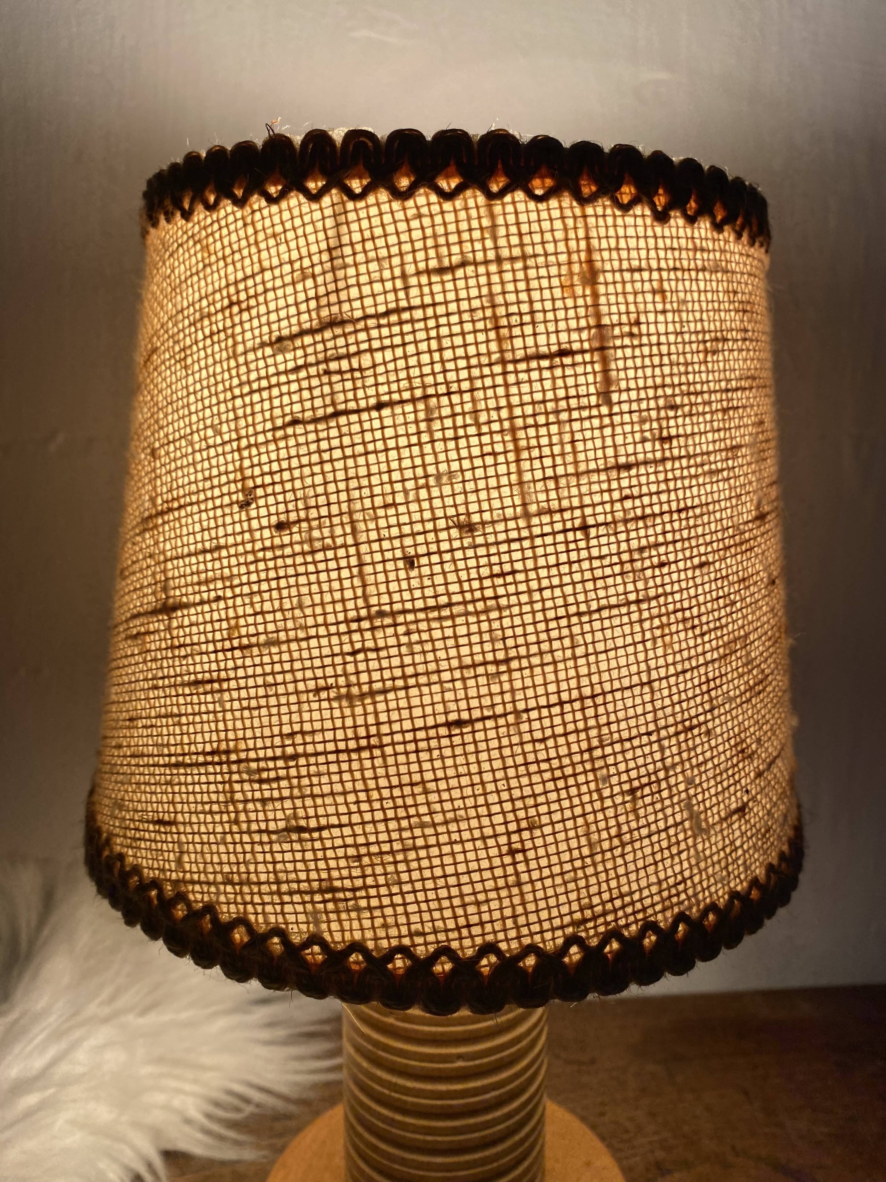 Vintage lamp with turned wooden base 30cm