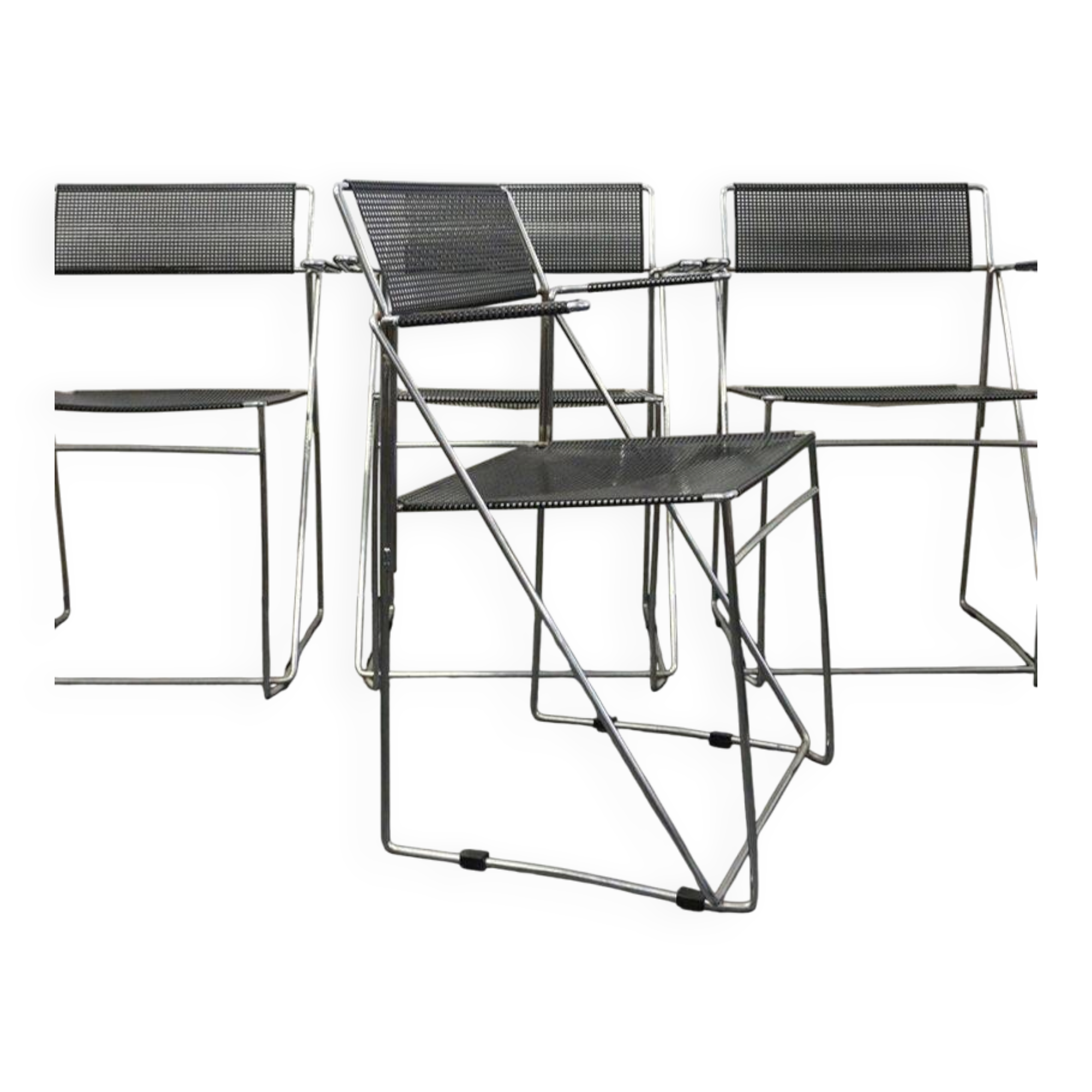 4 X line chairs with armrests designed by Niels Jørgen Haugesen