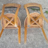 Paire de chaises 1960 skai vert et bois