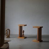 Pair of Scandinavian Modern, Brutalist Night Stands in Solid Pine, 1970s
