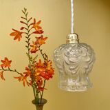 Vintage molded glass globe pendant light
