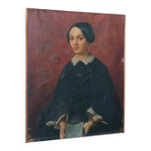 Peinture à l'huile ancienne sur toile, milieu du XIXe siècle, école italien