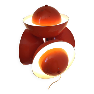 Living room lamp with 4 lights in orange color lacquered metal circa 1970
