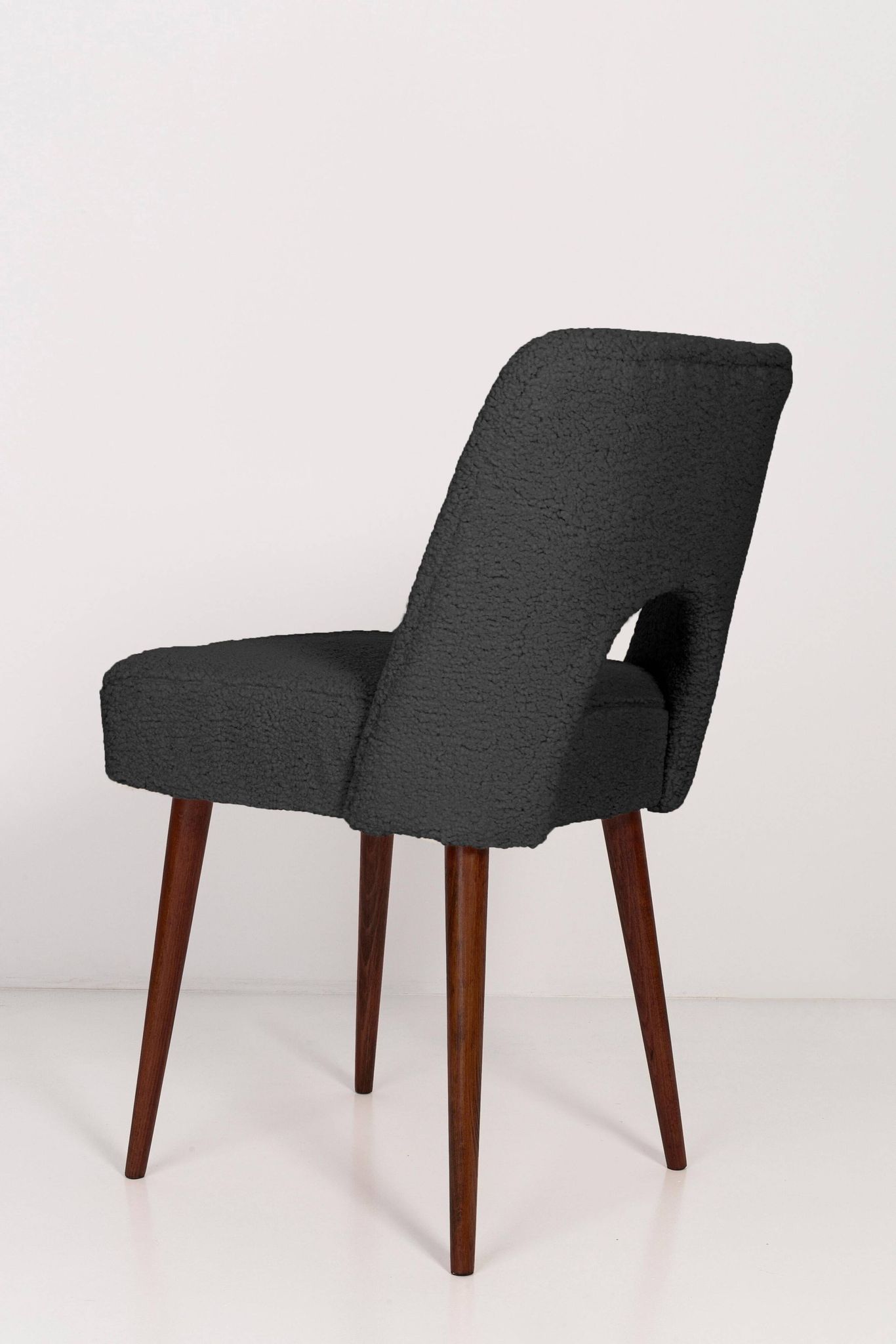 Chaise 'Shell' en bouclé gris foncé, années 1960