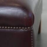 Bordeaux Red Cowhide Ottoman / Footstool in English Style
