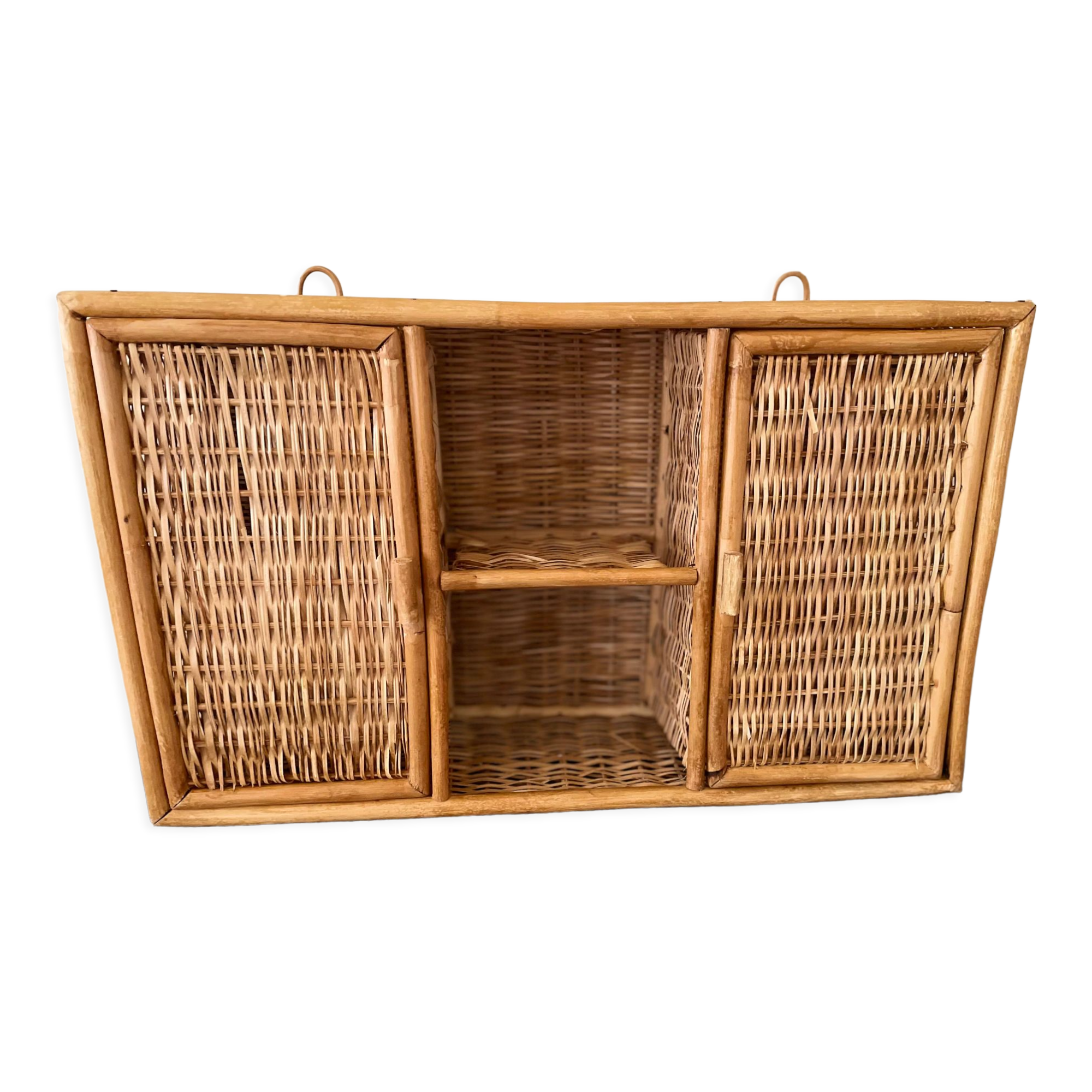 Bamboo and rattan shelf 2 doors