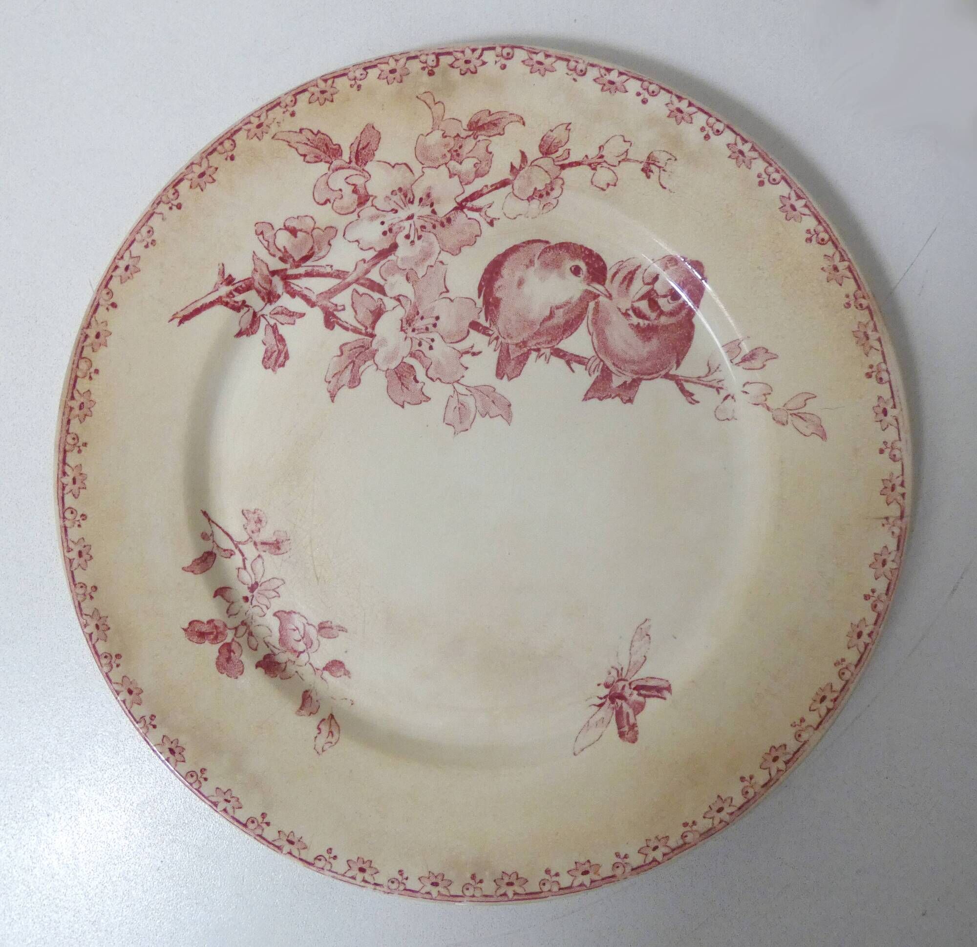 Terre de fer Digoin Sarreguemines 6 flat plates FAVORI birds model
