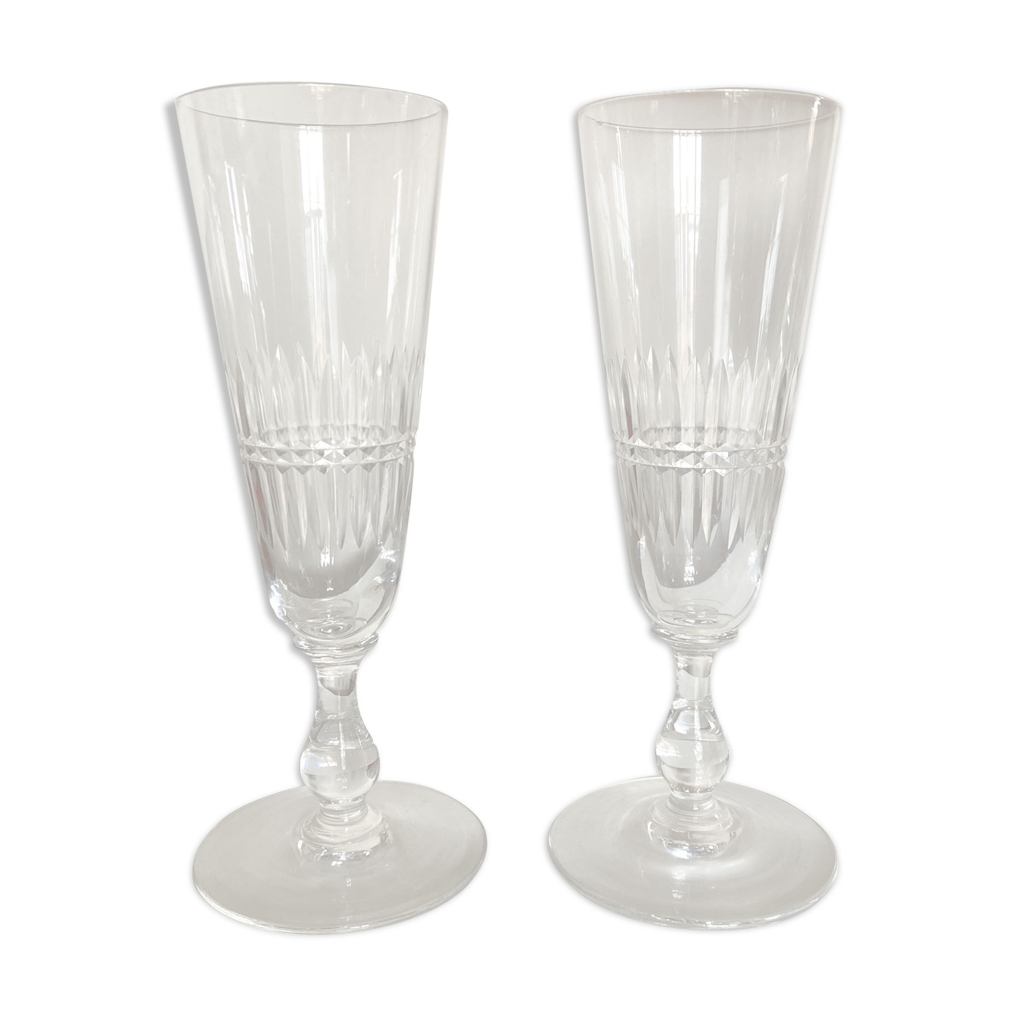Product BHV Pair of crystal champagne flutes sounding 1960