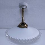 Applique en opaline, bronze, laiton et porcelaine, début XXème