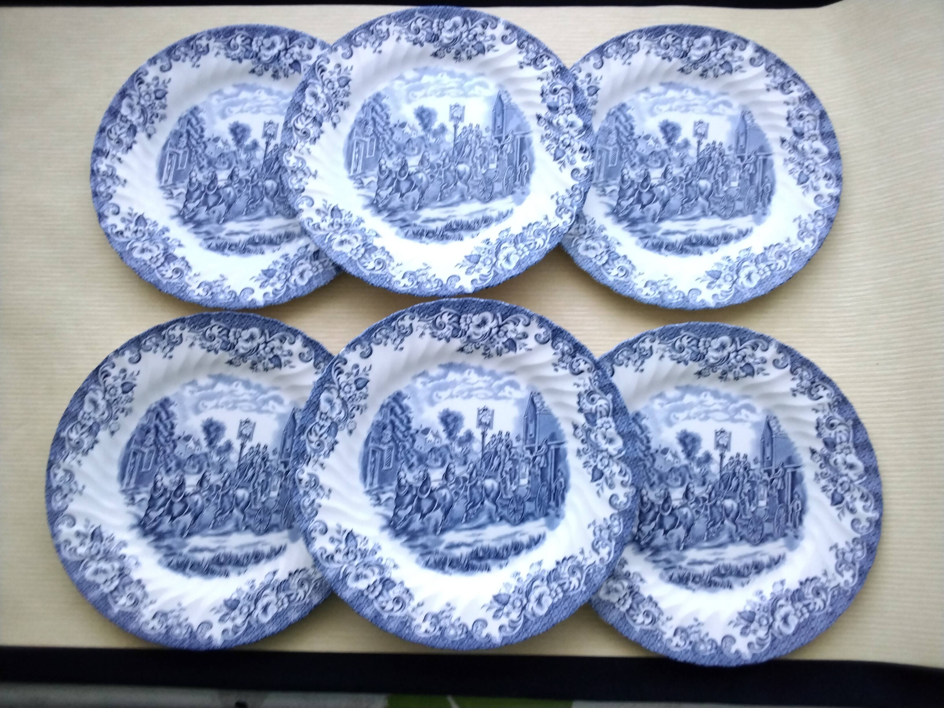 6 Johnson Bros Dinner Plates Model Coaching Scenes