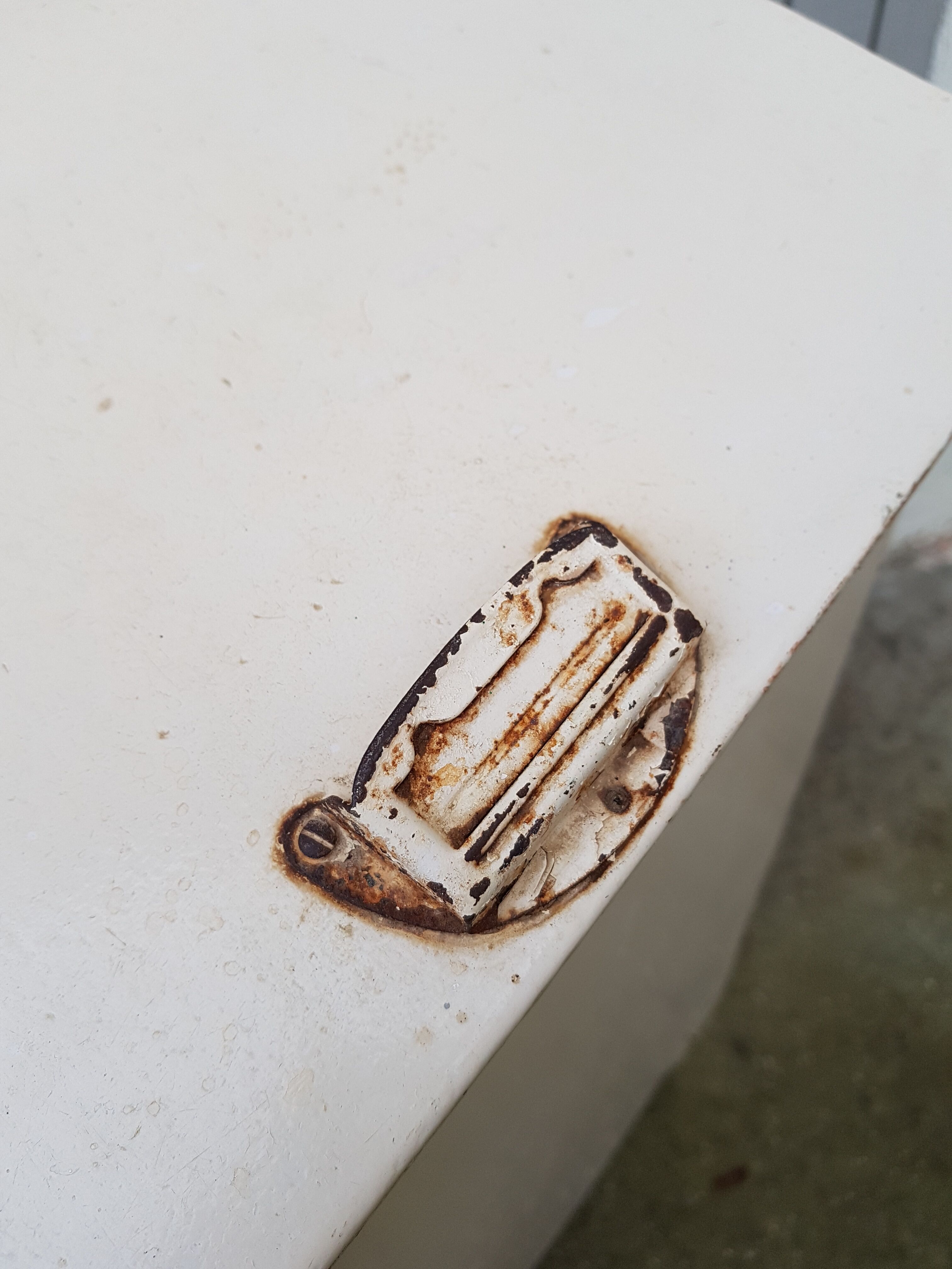 Old white patinated bakery labaznik