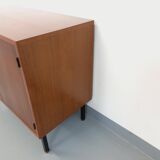 Small vintage storage unit in modernist Scandinavian style in teak from the 60s