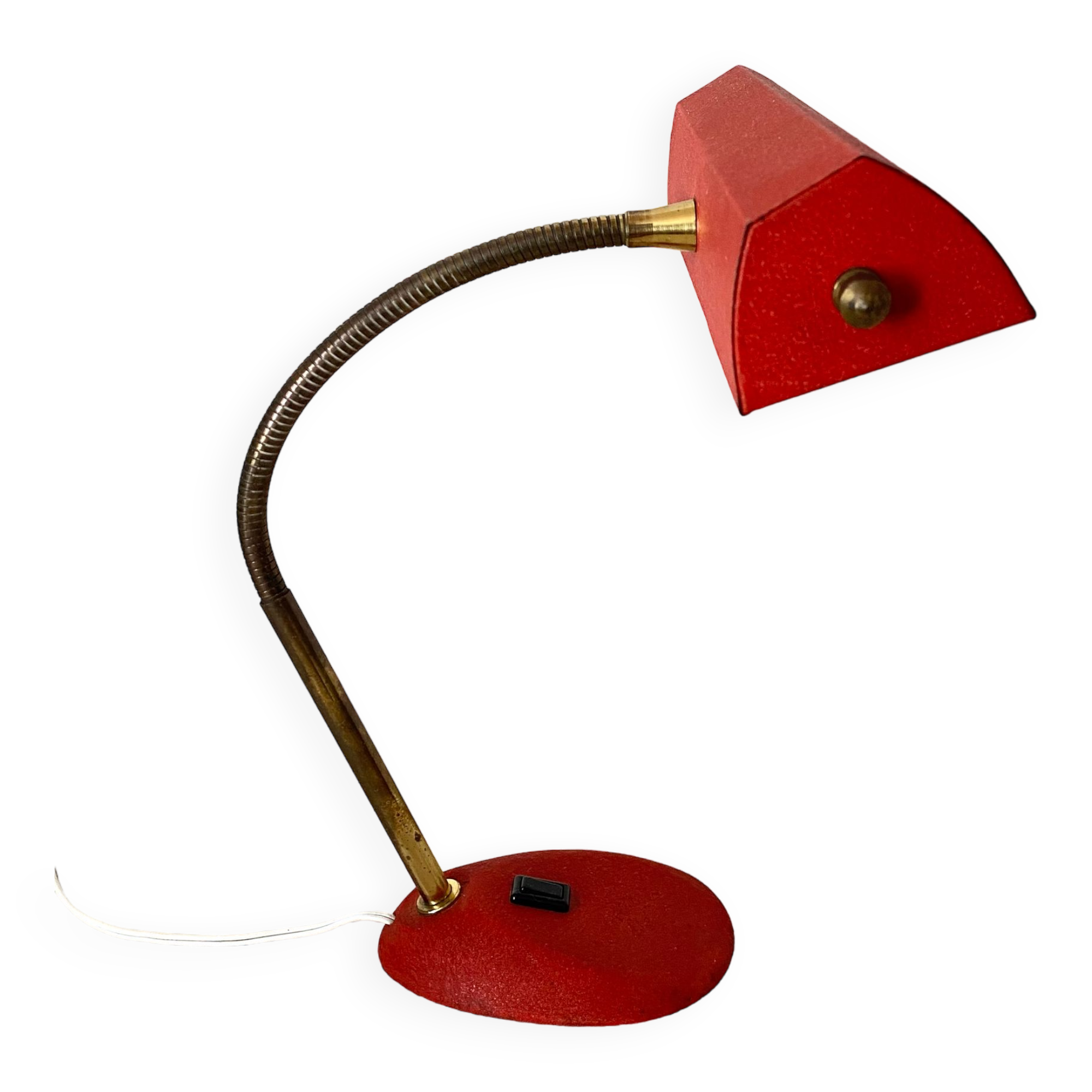 Desk lamp with flexible brass arm, 1950s