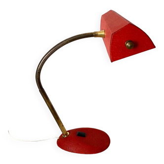 Lampe de bureau avec bras flexible en laiton, années 50