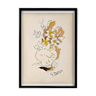 Lithographie de 1955 de Georges Braque intitulée "Le Bouquet" Mourlot Edition Verve