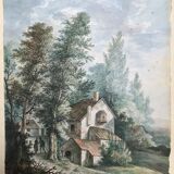 Secret conversation in a hamlet, watercolor