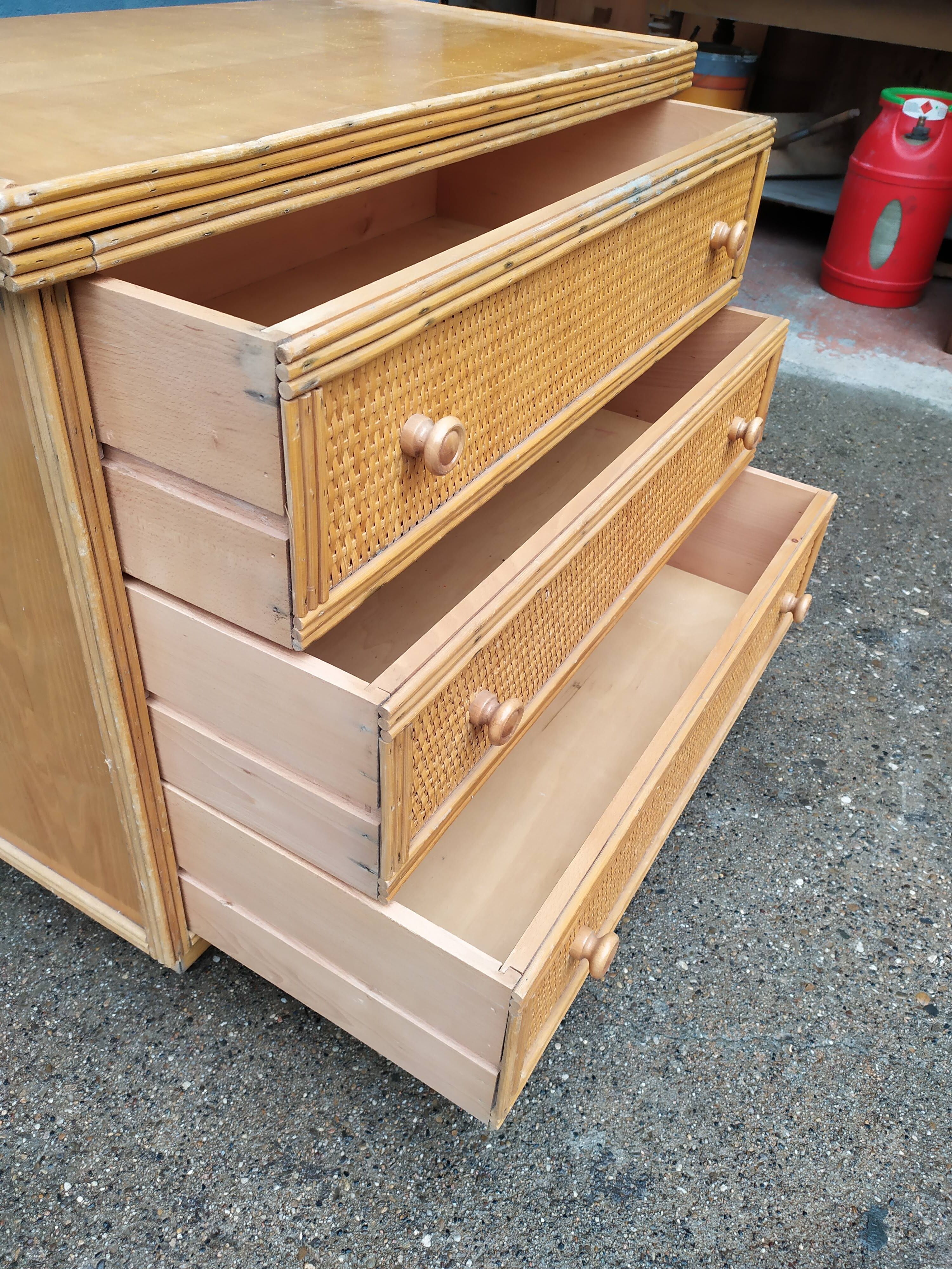Vintage rattan dresser