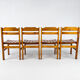 Set of 4 Vintage Pine Chairs, France, 1970s