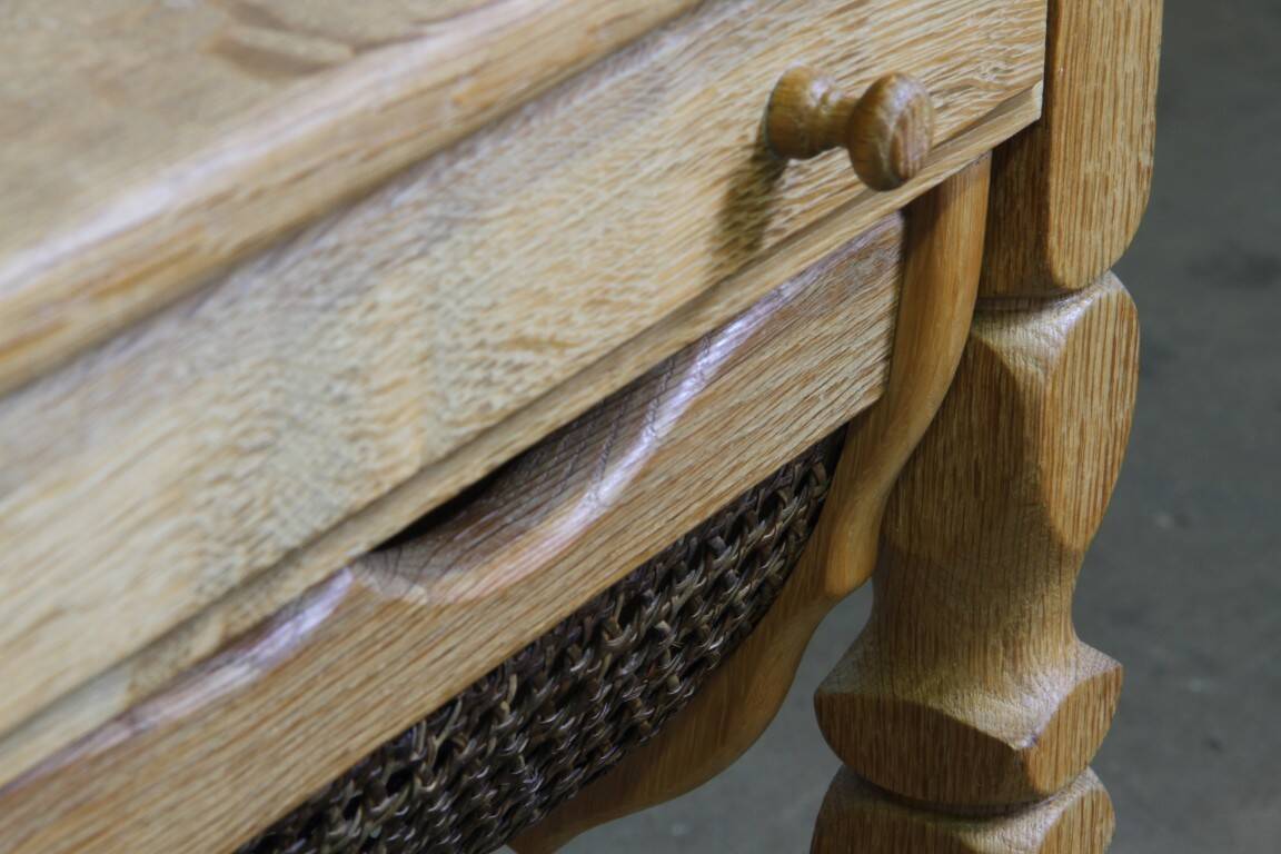 Vintage 1960s Danish oak coffee table, brutalist mid-century, style of Kjærnulf