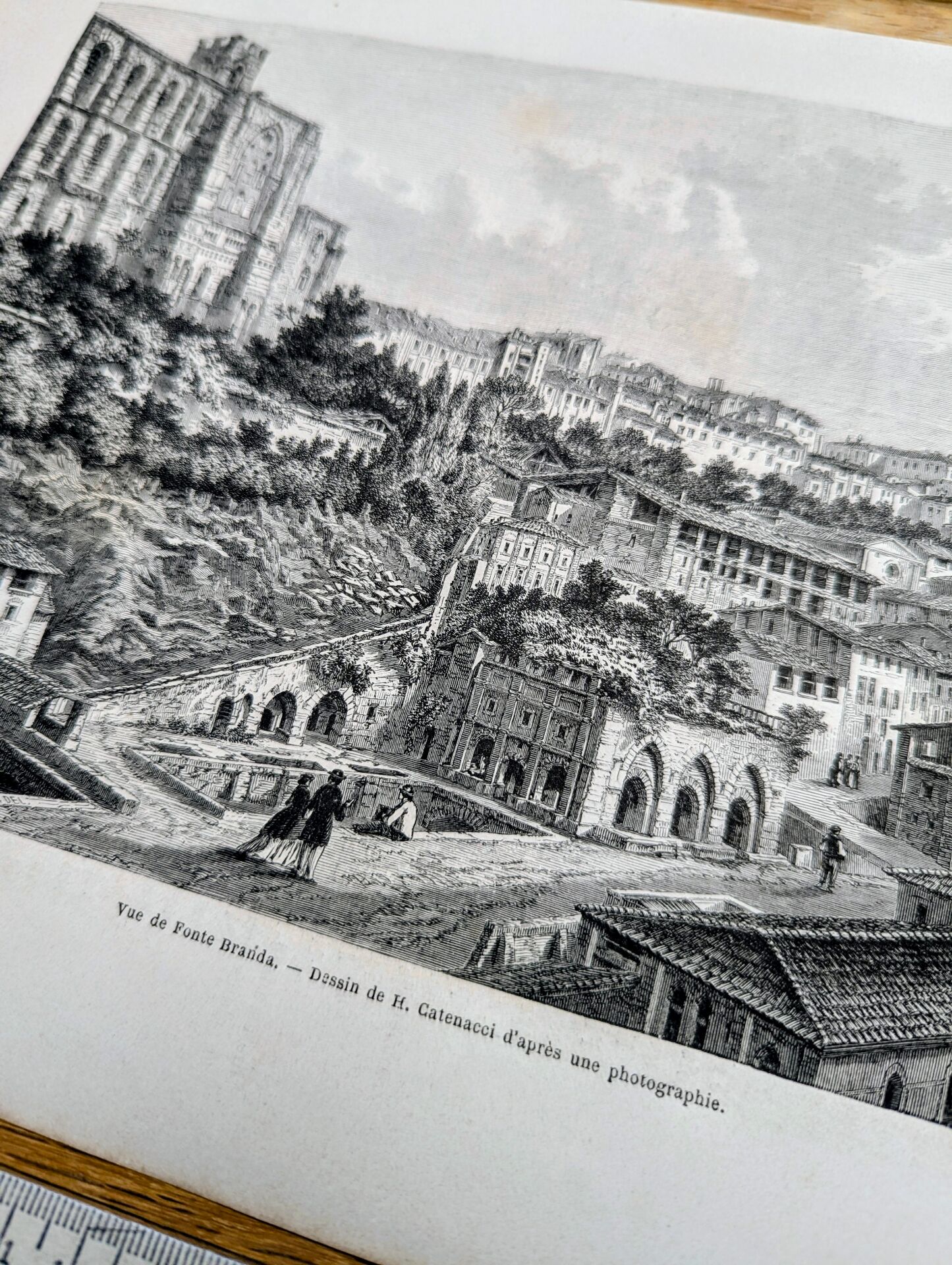 Fontebranda, Siena. Printed illustration from 1866.