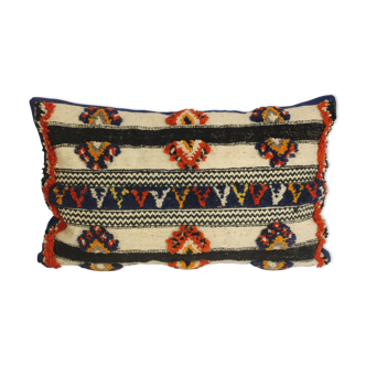 Moroccan azilal Berber cushion vintage blue back