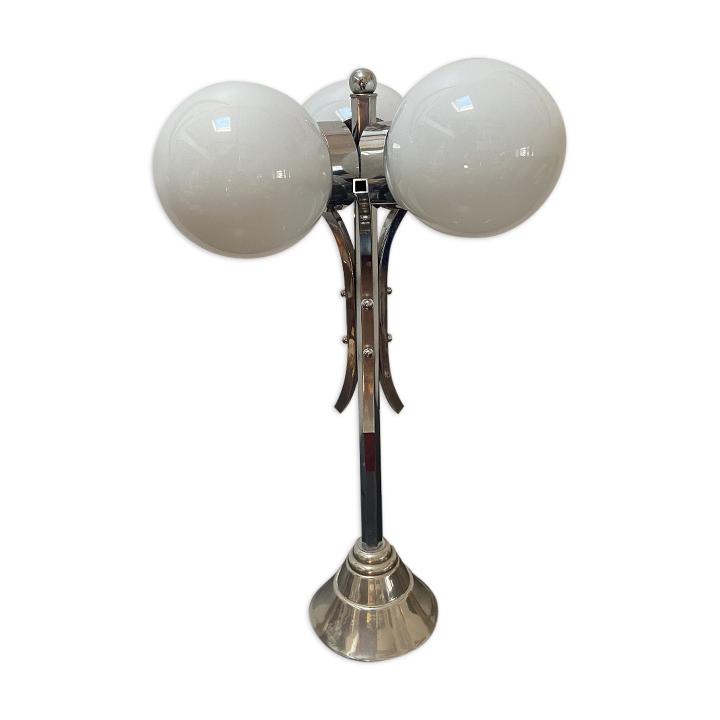 Metal lamp with its opalines 1970