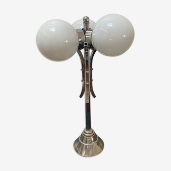 Lampe en métal avec ses opalines 1970