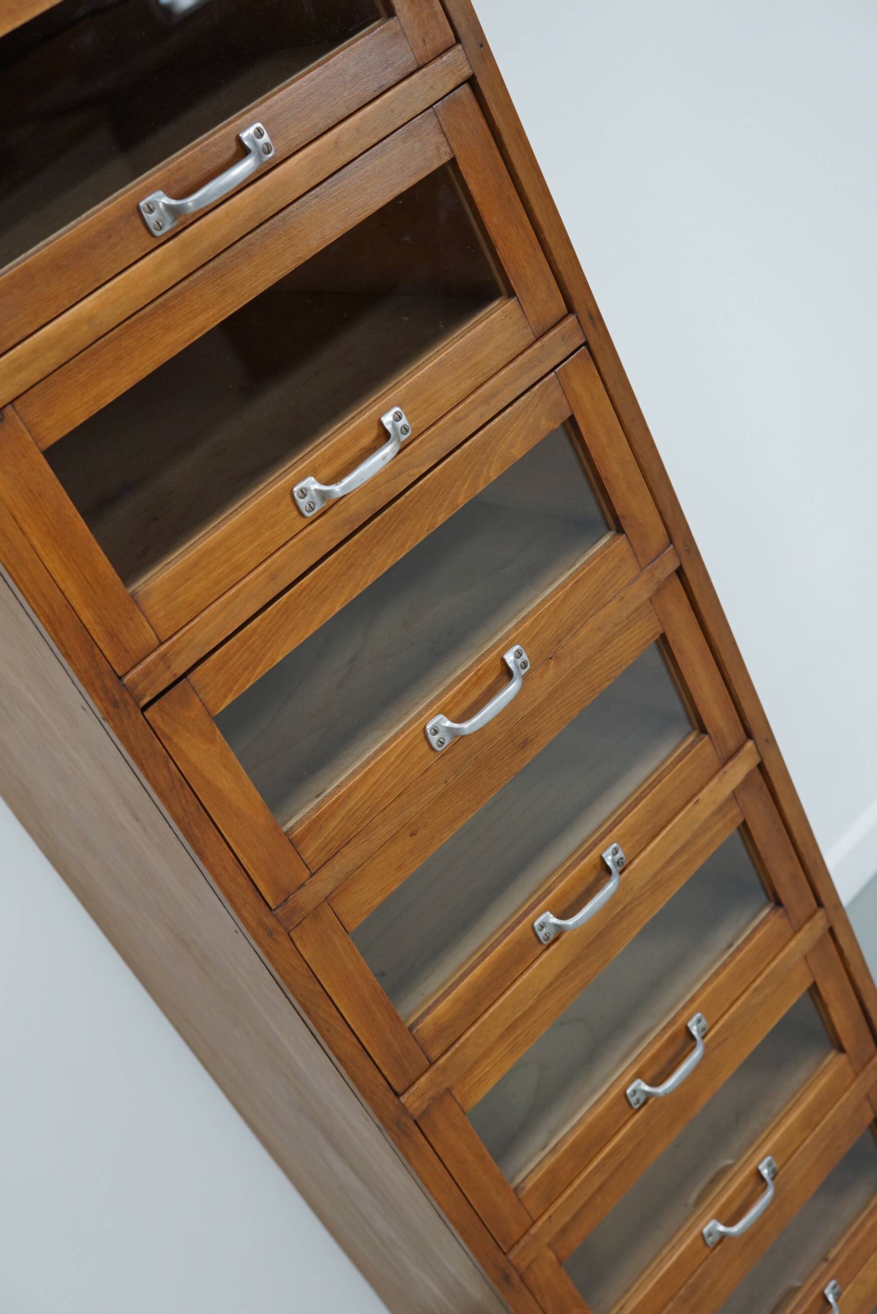 Vintage German Beech / Oak Haberdashery Shop Cabinet / Vitrine, 1950s