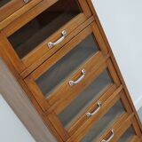 Vintage German Beech / Oak Haberdashery Shop Cabinet / Vitrine, 1950s