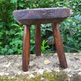 Raw wood tripod stool