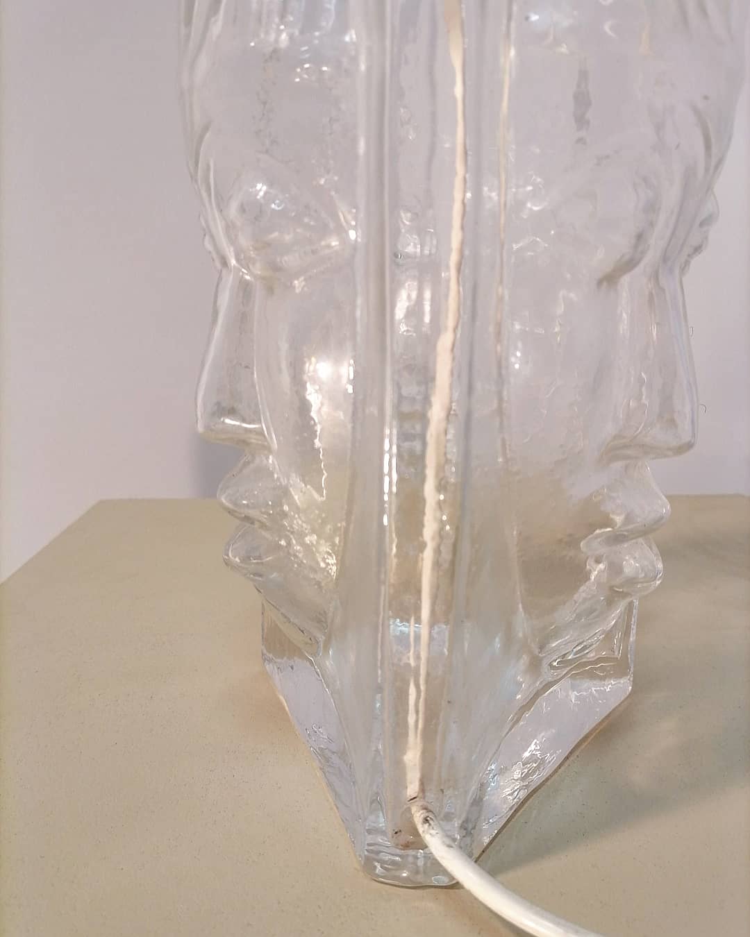 3 face molded glass lamp Sweden 1960