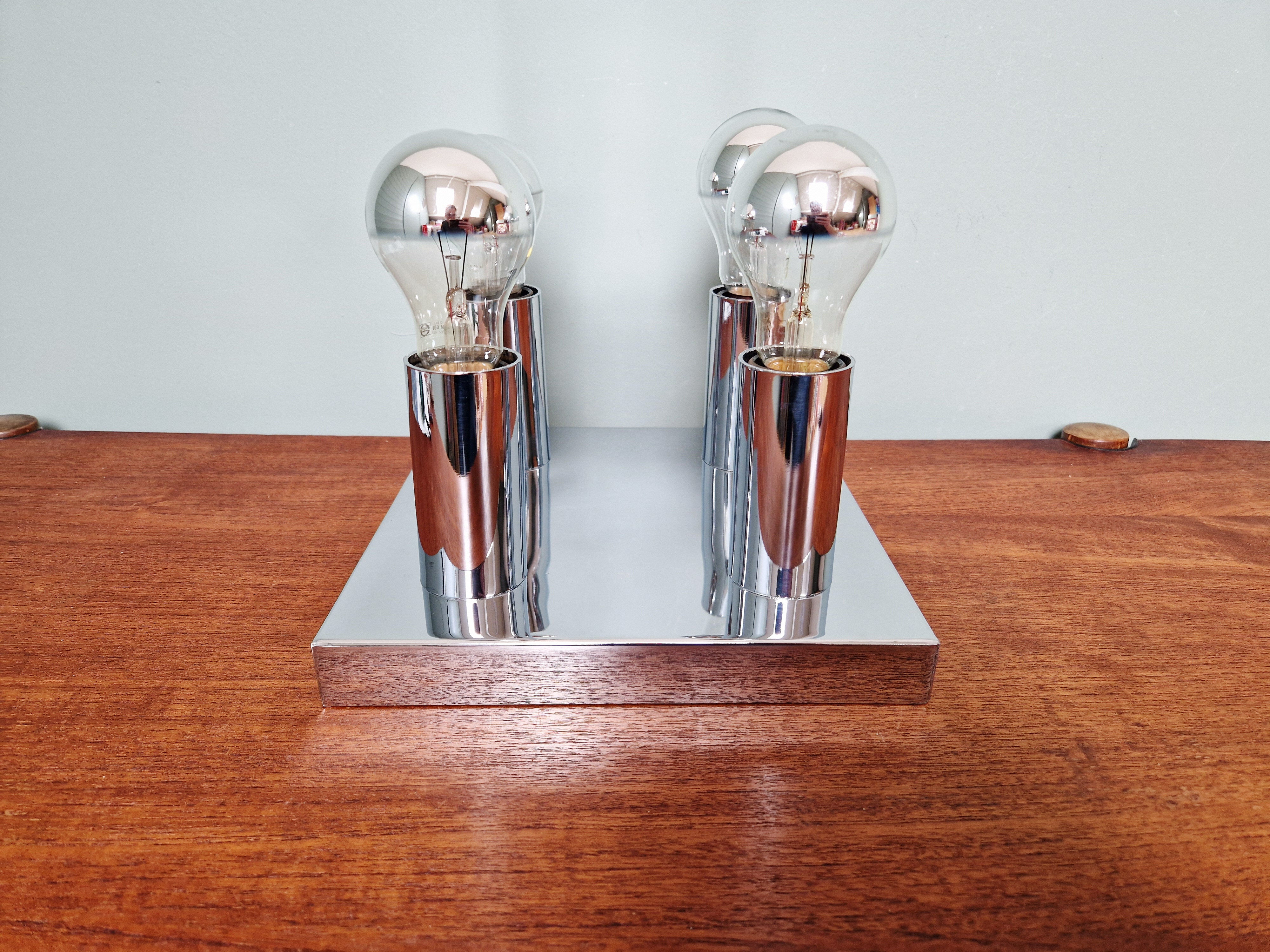Space Age ceiling light in chrome metal, 1970s