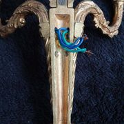 Pair of wall sconces with mirrors. Putti. Bronze. Floral Art Nouveau.