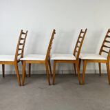 4 Scandinavian chairs, teak with boucle seats.