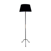Lampadaire tripode noir satiné et doré piètement boules années 50/60 vintage