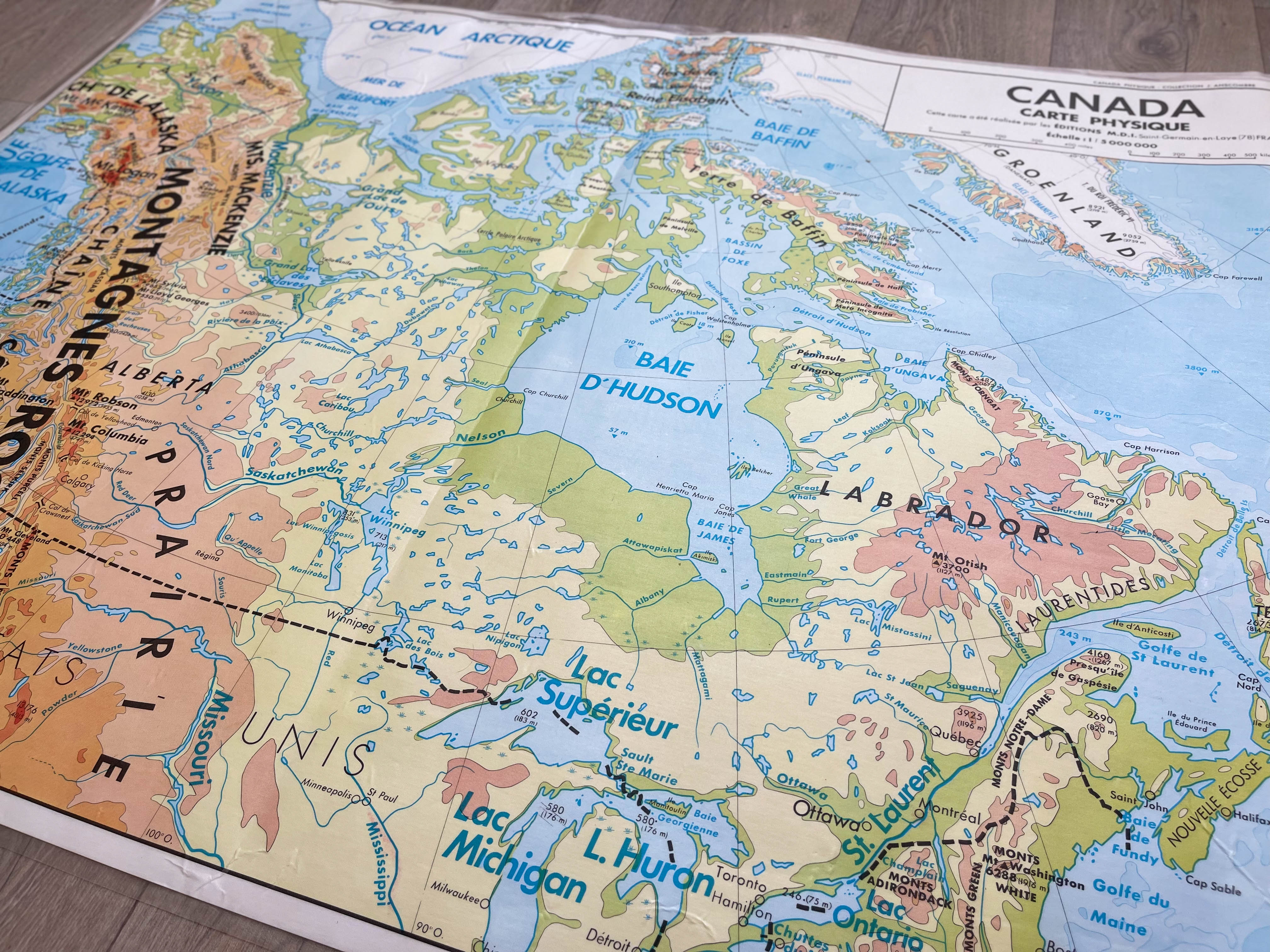 Carte scolaire vintage canada mdi année 1971