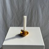 Bougeoir jaune, poterie Massucco Aubagne