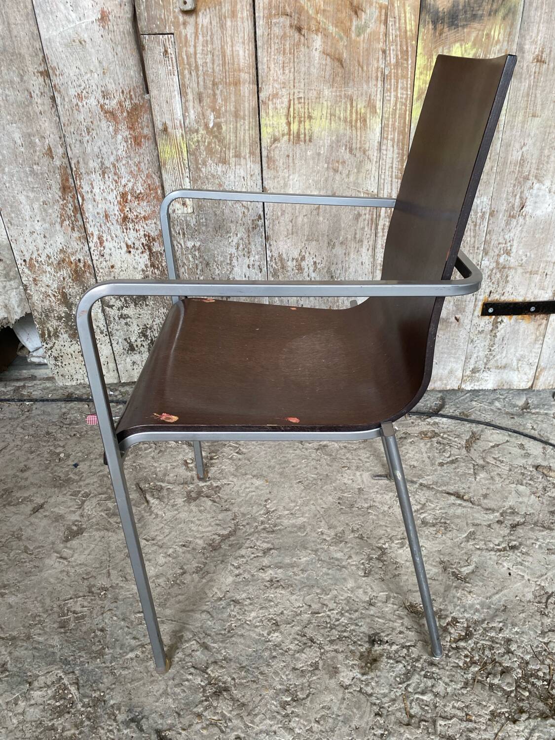 ZOE Armchair Design By Archirivolto LIGNE ROSET Grey Metal + Wood Shell