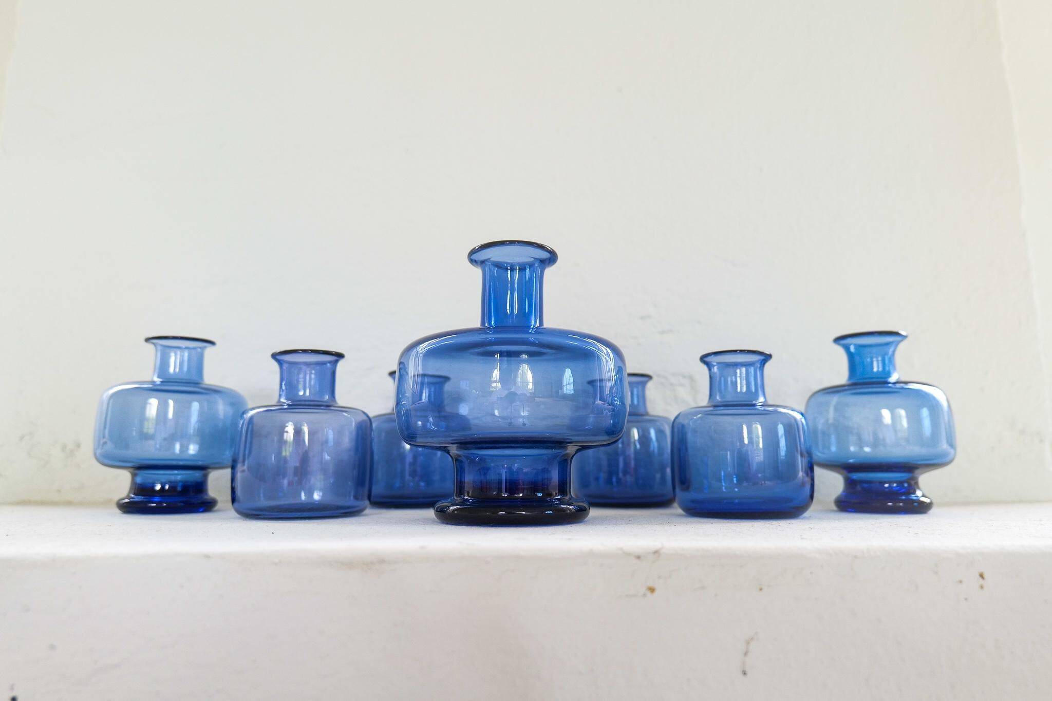 7 vases midcentury modern par Per Lutken pour Holmegaard, Danemark