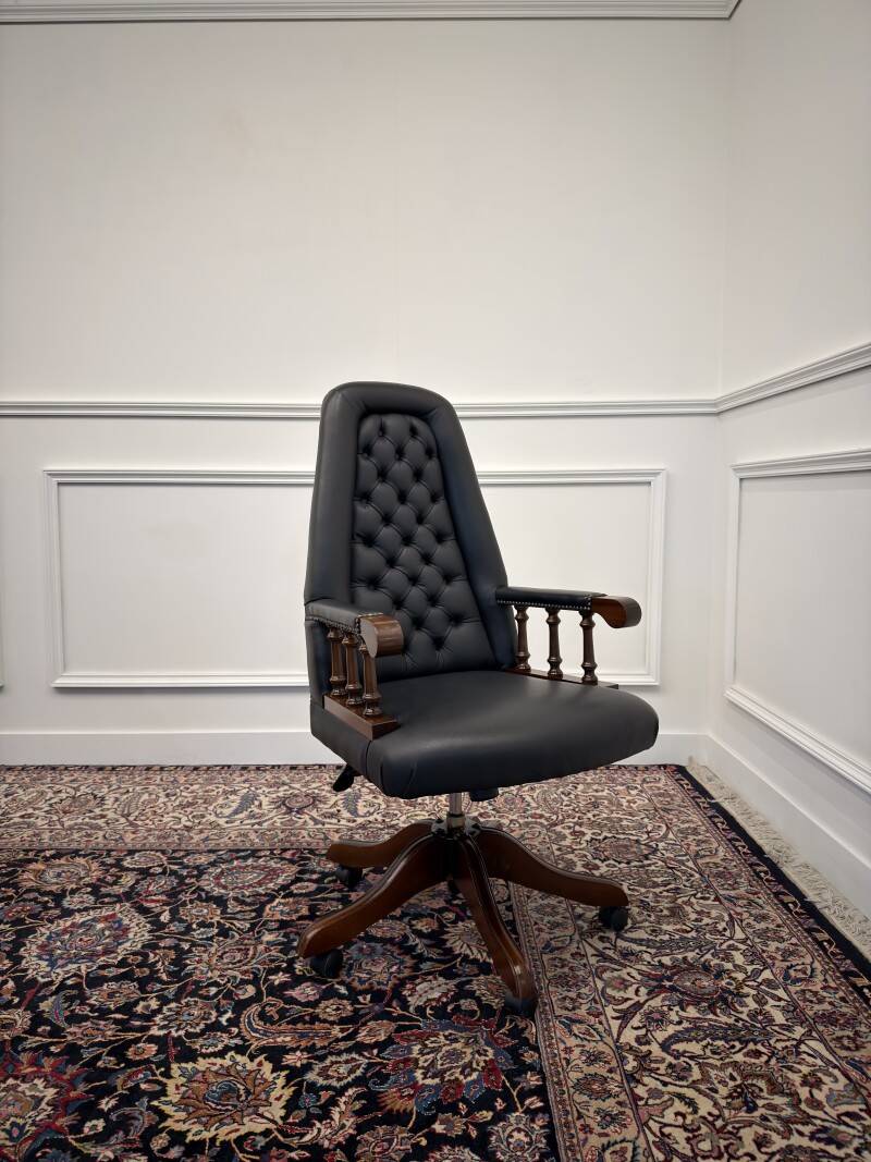 Classic English Chesterfield Office Chair Black