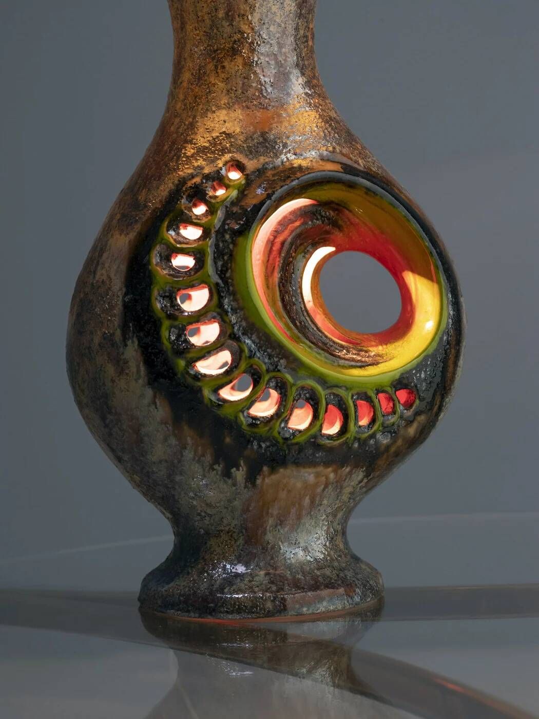 Vintage ceramic table lamp, Walter Gerhards lamp, 1970s