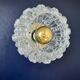 2 vintage brass and pressed glass wall lights Brutalist style 1960-70