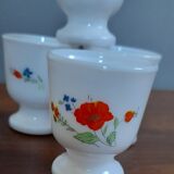Coquetier glass arcopal france floral décor 70s - vintage