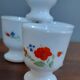 Coquetier glass arcopal france floral décor 70s - vintage