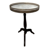 Louis XVI style pedestal table, beech and marble end table