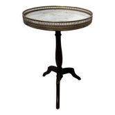 Louis XVI style pedestal table, beech and marble end table